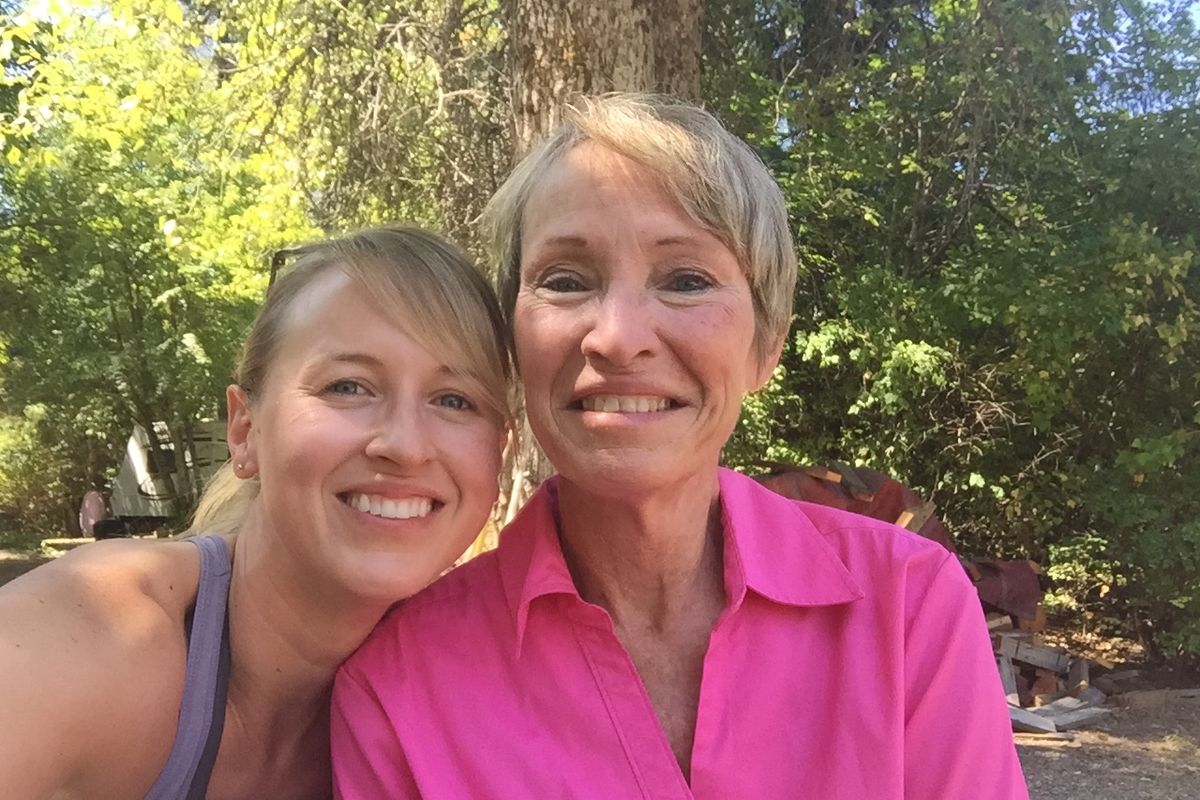 Brianne Grebil shares a sunny day in summer 2015 with her mom, Jaylene Grebil, diagnosed by that fall with early onset Alzheimer’s disease. Brianne Grebil moved back to Kellogg in June 2019 to help as a caregiver for her mother, and she’s since written a short book, “Love Doesn’t Care If You Forget.”  (Courtesy)