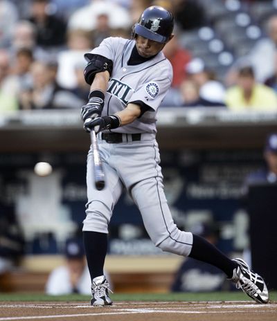 Ichiro Suzuki was robbed of a single on this hard grounder.  (Associated Press / The Spokesman-Review)