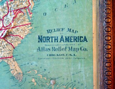 The vintage relief map is informational as well as being an attractive piece of art.
(The Spokesman-Review)