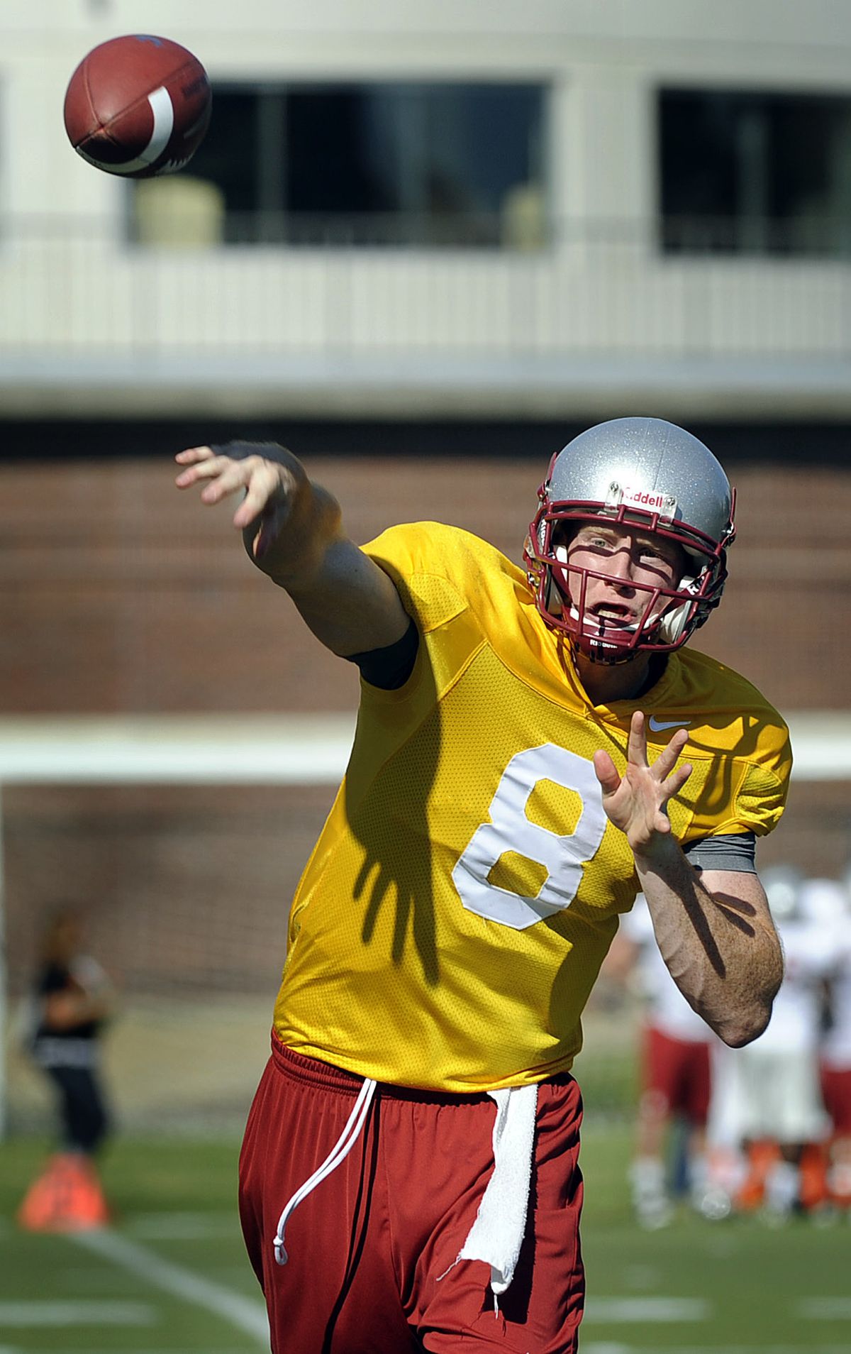 Sophomore QB Marshall Lobbestael is still in the hunt for the starting job.  (Christopher Anderson / The Spokesman-Review)