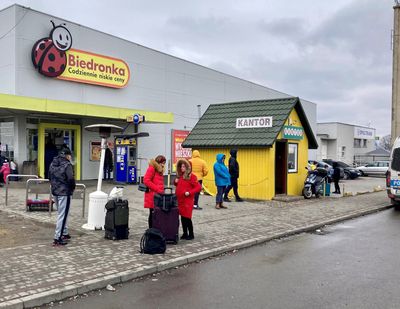 Refugees are pictured in Medyka, Poland, one of the stops on the journey out of war-torn Ukraine for Chris Hansen, a former Eastern Washington University football coach and player, and his family.  (Courtesy photo/Chris Hansen)