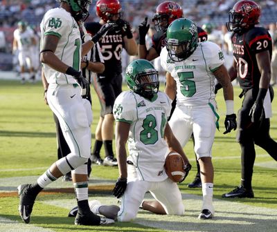 North Dakota receiver Greg Hardin has seven touchdown catches this season and averages 20.6 yards per catch. (Associated Press)