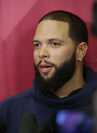 Cleveland Cavaliers' Deron Williams talks with the media before an NBA basketball game between the Milwaukee Bucks and the Cavaliers, Monday, Feb. 27, 2017, in Cleveland. Williams, an Olympian and three-time All-Star who has never made it to the NBA Finals, signed as a free agent on Monday with the Cavs, giving the defending champions the backup point guard they've coveted and another playmaker to help them defend their title. (AP Photo/Tony Dejak) ORG XMIT: OHTD101 (Tony Dejak / AP)