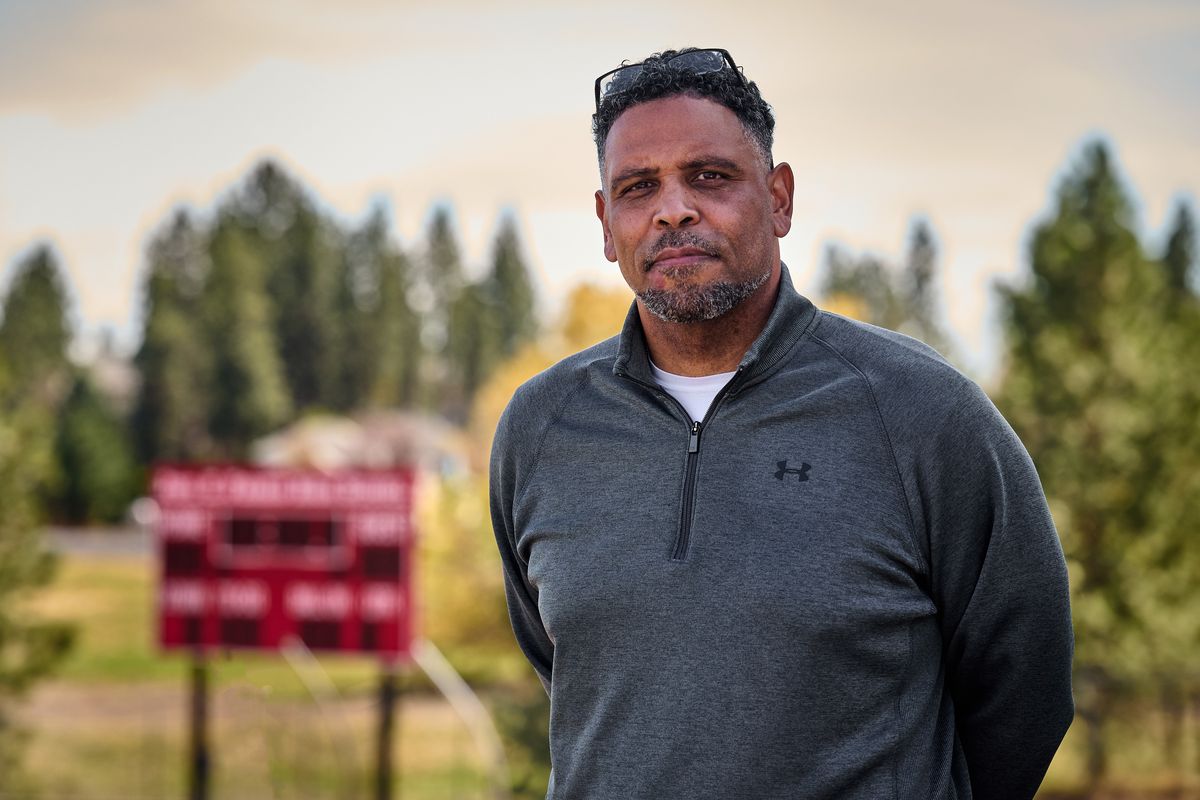 Ferris announced Malik Roberson as its new head football coach on Wednesday. He had been the Saxons’ defensive coordinator and linebackers coach since 2018.  (COLIN MULVANY/THE SPOKESMAN-REVIEW)