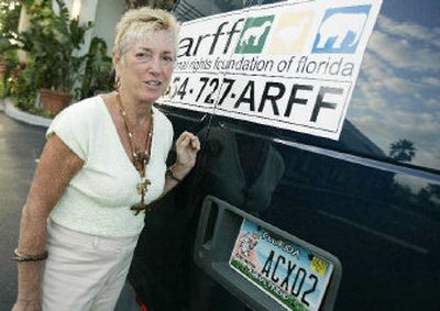 
Sublime owner outside her eatery in Fort Lauderdale, Fla. Alexander has never turned a profit since opening in 2003 and doesn't receive a paycheck. The animal rights activist has no experience in the restaurant business, and says she only opened Sublime to help carnivores stop eating meat. All proceeds, if there are any, would go to the Animal Rights Foundation of Florida. 
 (Associated Press / The Spokesman-Review)