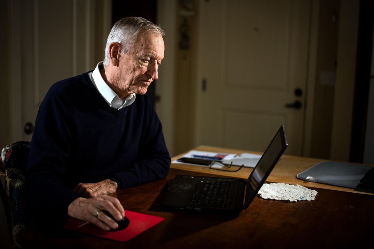 Jon Louis, 81, was almost the victim of an online relationship scam. A young woman who friended him on Facebook said she was a Staff Sgt. in the U.S. Army serving as a member of the UN forces in Yemen. Turns out the person Louis was conversing with was a scam artist, who tried to get him to wire thousands of dollars so she could travel to see him. Colin Mulvany/THE SPOKESMAN-REVIEW (Colin Mulvany / The Spokesman-Review)