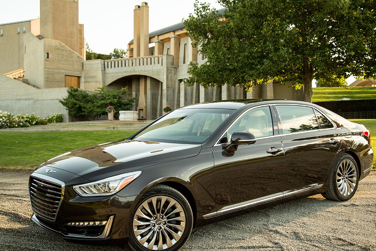 The G90 is a large luxury sedan. It has a restrained, yet muscular, presence and a confident, buttoned-down ride.  (Genesis)