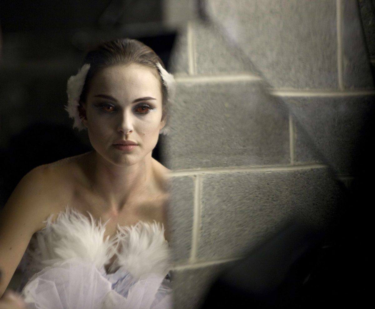 In this film publicity image released by Fox Searchlight, Natalie Portman is shown in a scene from "Black Swan." The film was nominated for an Academy Award for best film, Tuesday, Jan. 25, 2011. The Oscars will be presented Feb. 27 at the Kodak Theatre in Hollywood. (Niko Tavernise / Fox Searchlight)