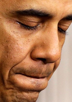 Obama weeps as he addresses the nation. (Associated Press)
