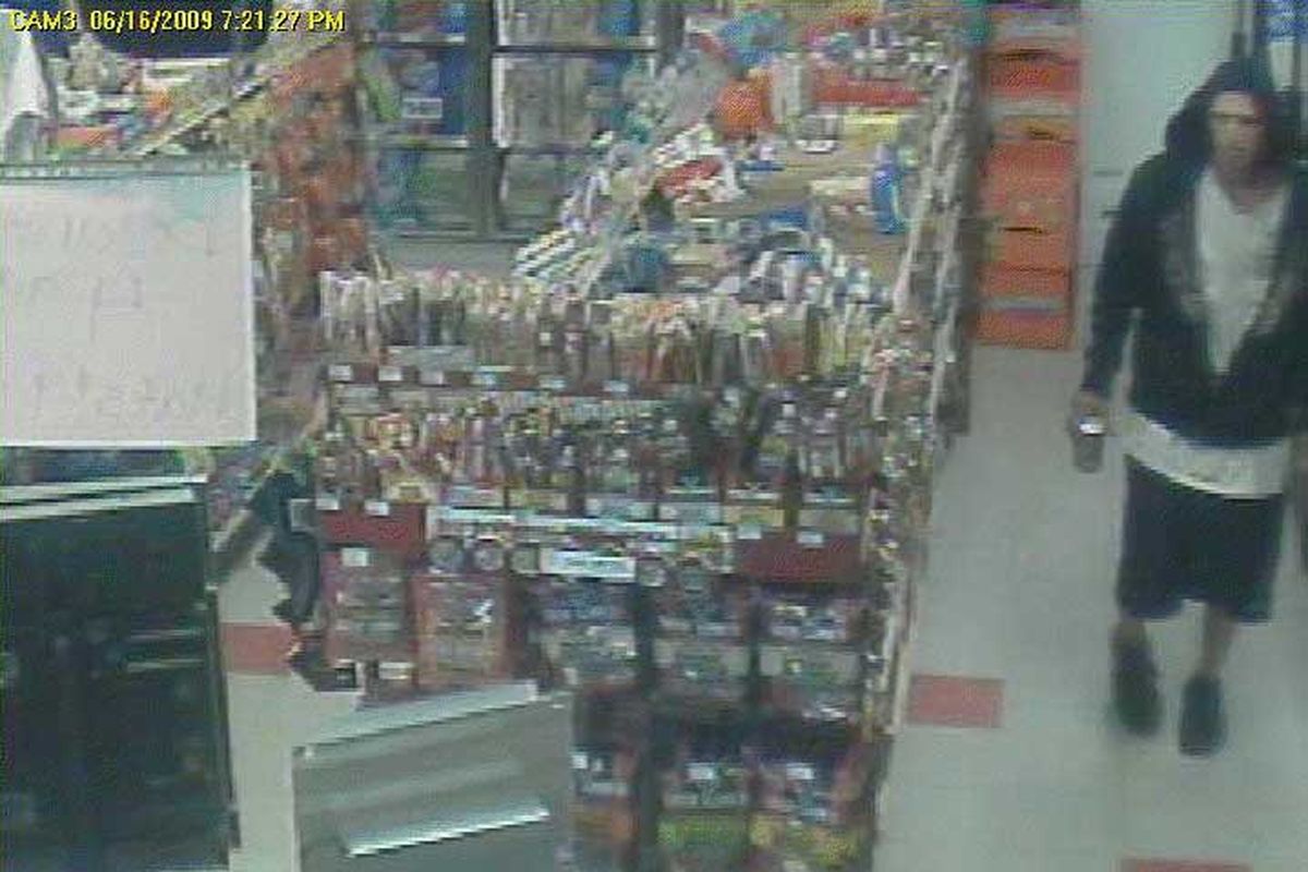 The photos are from the Shell station at 508 Northwest Blvd., which was robbed about 7:20 p.m. after a man paid for an item, then grabbed cash from the register and rode east on Garden Avenue on a white BMX-style bicycle, police said.  (Coeur d