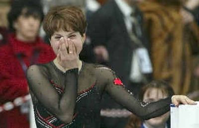 
Few saw Irina Slutskaya's  reaction  at the World Figure Skating Championships  last month in Moscow. 
 (Associated Press / The Spokesman-Review)
