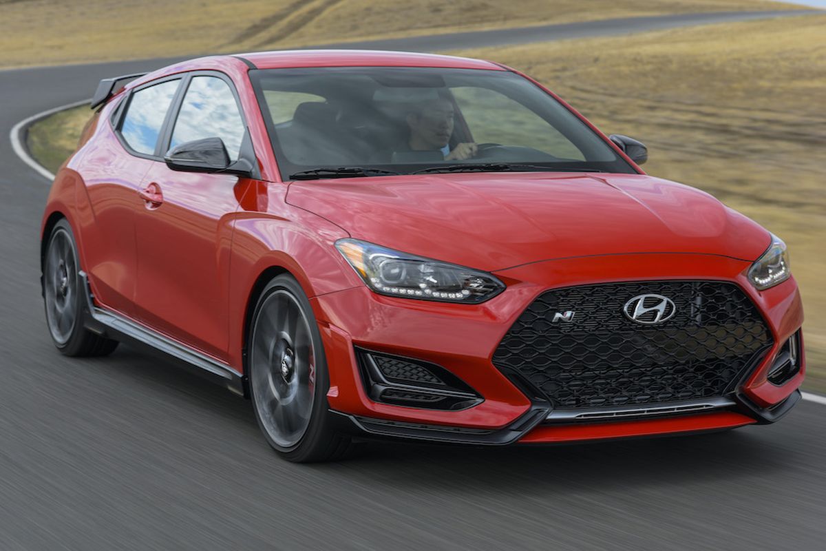 Veloster is a small three-door, front-wheel-drive hatchback. It’s fun, funky and affordable — a youth-market car to its bones. (Hyundai)