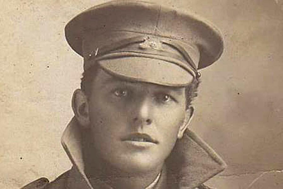 Undated handout photo from the Kearsey family made available on Sunday Nov. 11, 2018 of Australian soldier William Kearsay. Shrapnel blasted apart the face of William Kearsey, a World War I soldier fighting in Belgium in Australia