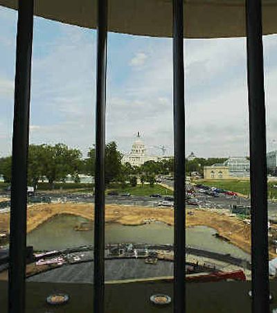 
 This is a view from inside the museum looking out over the capital grounds during construction.
 (Associated Press / The Spokesman-Review)