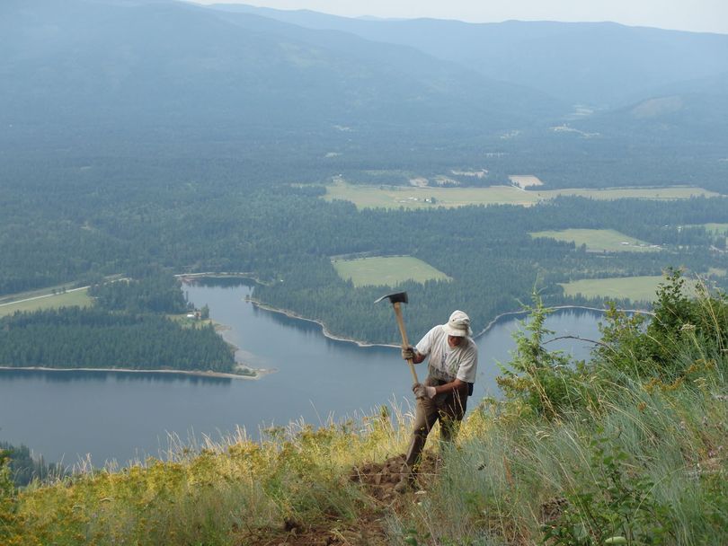 Phil Degens, 75, was among the Friends of the Scotchman Peaks Wilderness volunteers who rebuilt Trail 999 above the Clark Fork River to Star Peak.   (Sandy Compton / Friends of the Scotchman Peaks Wilderness)