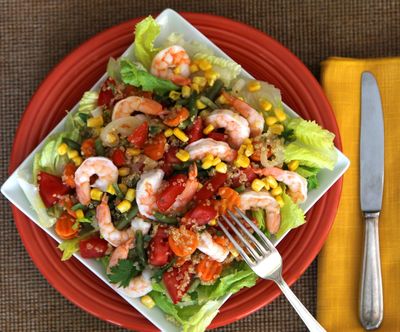 Chilean quinoa salad includes shrimp and vegetables mixed with the ancient and now-trendy grain. (Carl Juste)