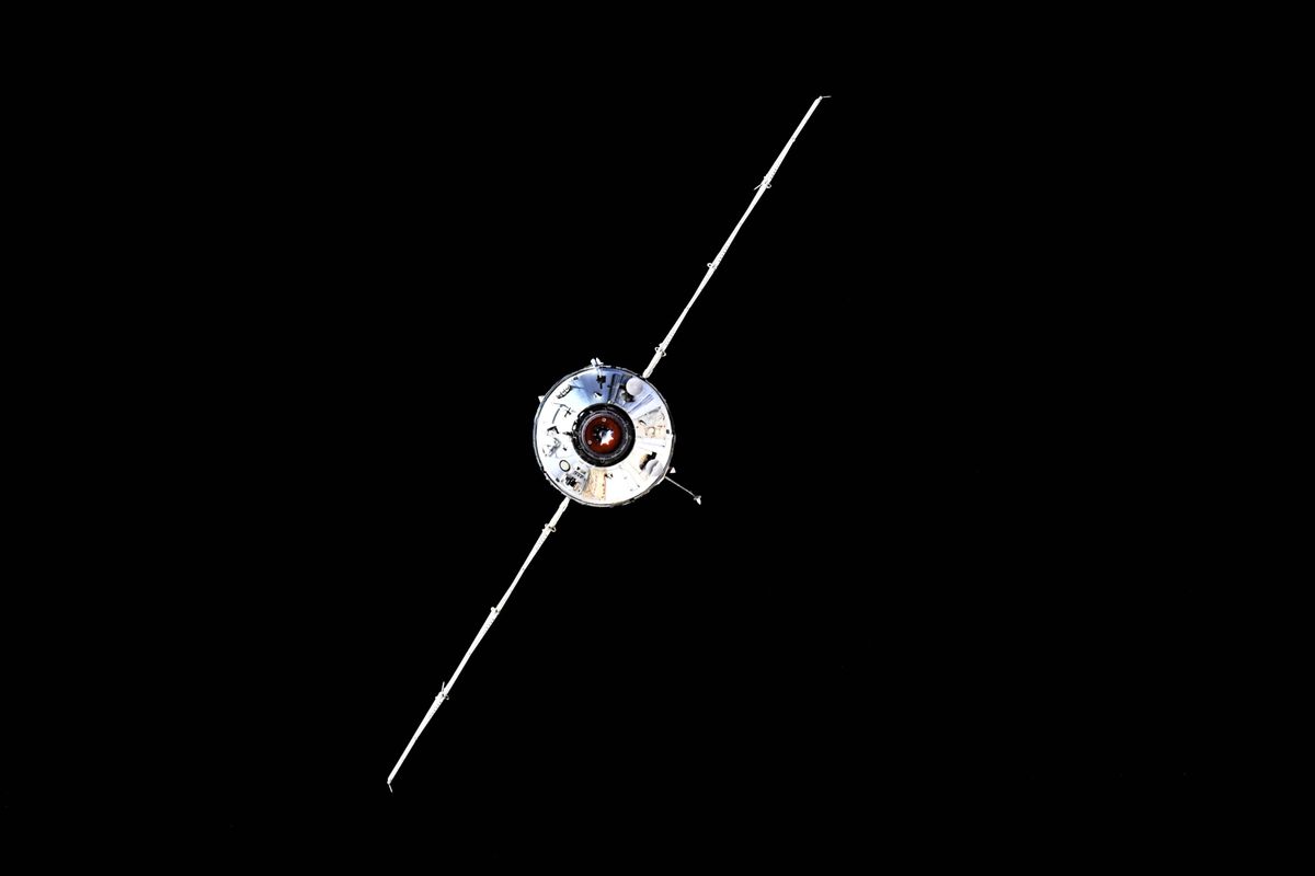 In this photo taken by Russian cosmonaut Oleg Novitsky and provided by Roscosmos Space Agency Press Service, the Nauka module is seen prior to docking with the International Space Station on Thursday.  (Oleg Novitsky)