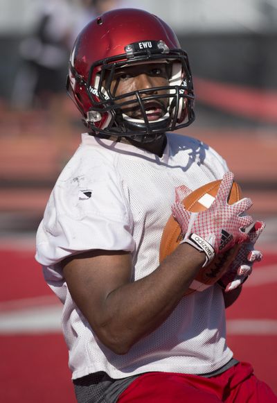 Senior running back Jabari Wilson, the most experienced back on the EWU roster, ran for 661 yards on 137 carries runs last season. (Colin Mulvany / The Spokesman-Review)