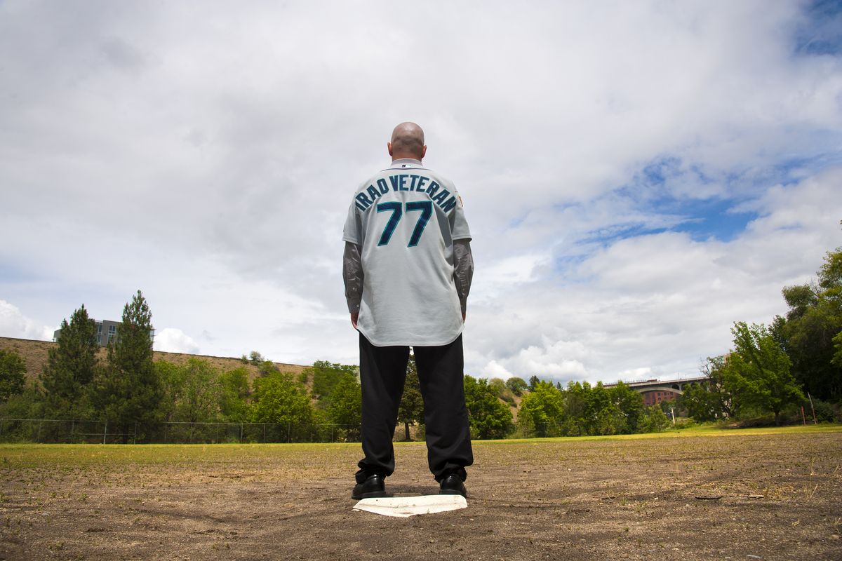 Army veteran Phil Kiver, who is from Cheney and saw action in Iraq and Afghanistan, is one of three Tribute for Heroes finalists to represent the Mariners. (Dan Pelle)