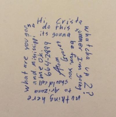 Classmate Adam Graves used a circular design to sign Christa (Manis) Hazel's yearbook, circa 1989. (Christa Hazel Facebook page)