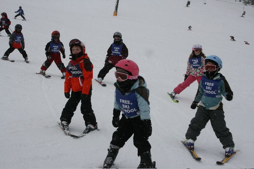 The Lookout Pass Free Ski School started its 72nd year on Jan. 7, 2011, to a swarm of enthusiasm. More than 500 kids age 6-17 had been registered.  (Courtesy photo)