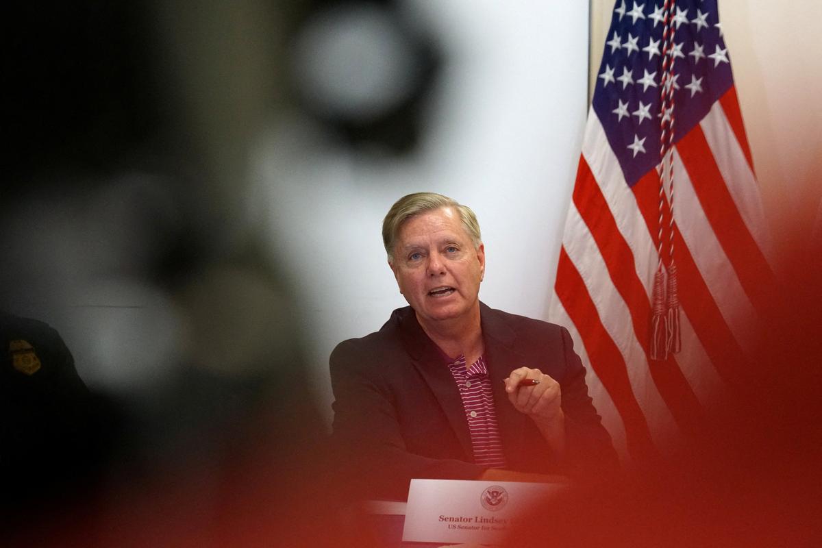U.S. Sen. Lindsey Graham, R-S.C., speaks during a roundtable with U.S. Border Patrol and members of the Senate Judiciary Committee at a Border Patrol station July 12, 2019, in McAllen, Texas.  (Reuters)
