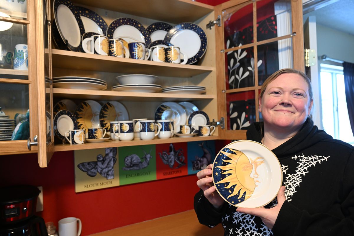 More than 20 years ago, Nashyra Tuininga started collecting a series of dishes with a classic moon and sun pattern being produced by three companies. She found her first three at a thrift shop. She has 43 pieces now. Tuininga once had many more, she said, but some were lost to breakage during regular use, including at weekly dinner parties.  (Jesse Tinsley/THE SPOKESMAN-REVIEW)