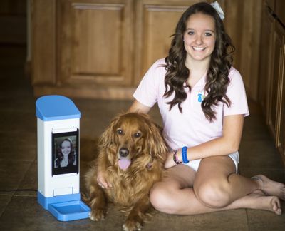 Brooke Martin is pictured in 2013 with her iCpooch product. (File)