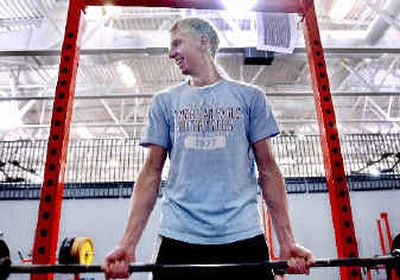 
Post Falls senior basketball player Scott Stockwell added 10 pounds of muscle this year with a dedicated program of lifting weights. 
 (Kathy Plonka / The Spokesman-Review)
