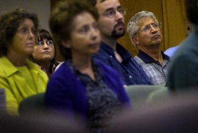 
Residents of Deep Creek met Thursday  with health officials about low levels of toxic chemicals in their well water. 
 (Jed Conklin / The Spokesman-Review)