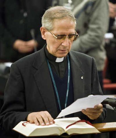
Spanish theologian, the Rev. Adolfo Nicolas swears in as superior general of the Jesuits   in Rome  on Saturday. Associated Press
 (Associated Press / The Spokesman-Review)