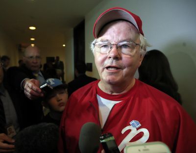In this June 14, 2017, photo, Rep. Joe Barton, R-Texas, speaks to reporters on Capitol Hill in Washington, about the incident where House Majority Whip Steve Scalise of La., and others, were shot during a Congressional baseball practice. (Manuel Balce Ceneta / Associated Press)