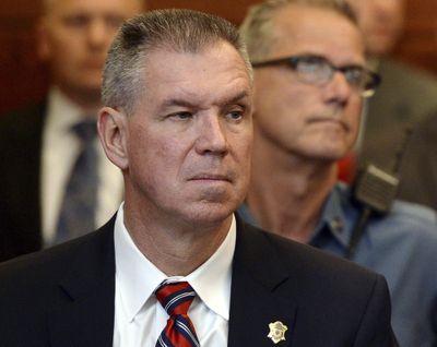 In this May 18, 2016  photo, Massachusetts State Police Col. Richard D. McKeon attends the arraignment in Superior Court in Worcester, Mass., of David Njuguna, who had been charged in the death of Trooper Thomas Clardy. (Christopher Evans / Associated Press)