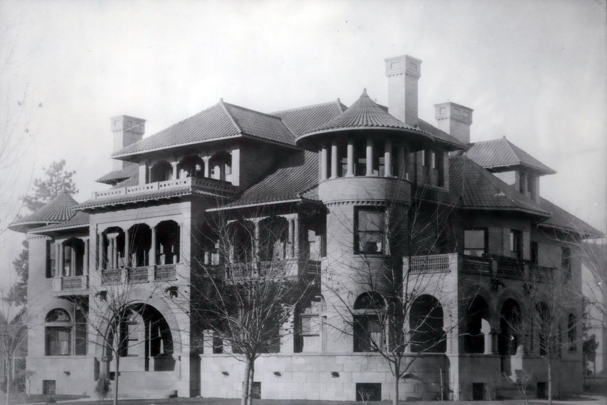 Circa 1900: The mansion built for Patsy and Mary Clark was the most luxurious home in Spokane, with no expense spared by architect Kirtland Cutter and owner Patrick “Patsy” Clark. The architect  traveled the world to get ideas, find exotic materials and find artisans to do the work. (Eastern Washington Historical Society Archives / SR)