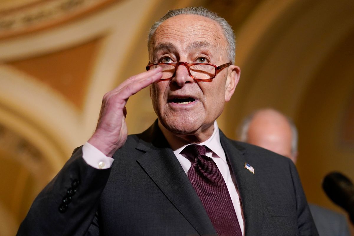 Senate Majority Leader Chuck Schumer of N.Y., speaks during a news conference after the weekly Democratic policy luncheon on Capitol Hill in Washington, Tuesday, Dec. 7, 2021.  (Carolyn Kaster)