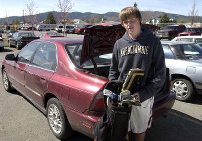 
U-Hi golfer, senior Wes Millard,  lives out of the trunk of his car during golf season, playing several different area courses each week after school. 