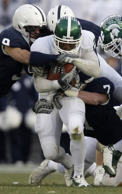 Penn State’s defense wrapped up a Big Ten title on Saturday.  (Associated Press / The Spokesman-Review)