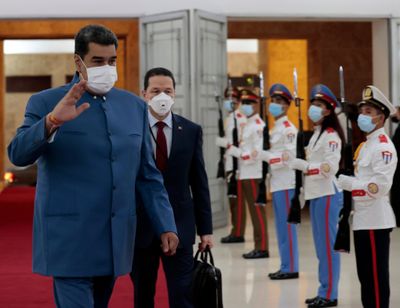 Venezuela's President Nicolas Maduro arrives to Revolution Palace to attend the XXI ALBA Summit in Havana, Cuba, on May 27, 2022.  (Associated Press )