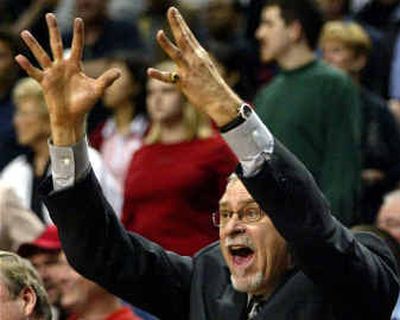 
Lakers coach Phil Jackson can get excited on the sideline, but keeps his cool when handling temperamental stars. Lakers coach Phil Jackson can get excited on the sideline, but keeps his cool when handling temperamental stars. 
 (Associated PressAssociated Press / The Spokesman-Review)