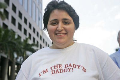 
Milagros Saxegh wears one of the T-shirts her boss had printed to sell in his Fort Lauderdale, Fla., deli  as court hearings continued Tuesday for custody of Anna Nicole Smith's body. 
 (Associated Press / The Spokesman-Review)