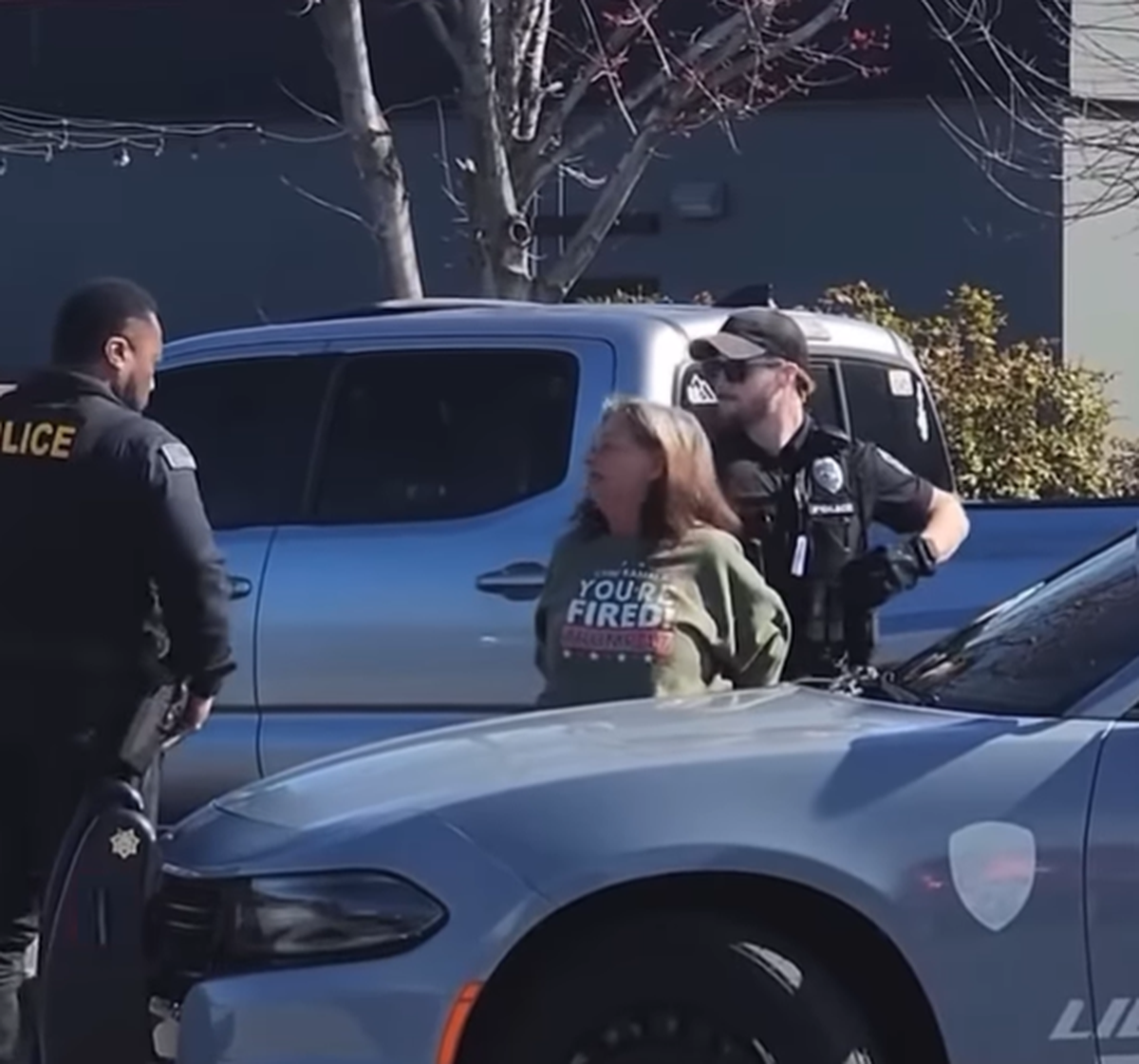 A woman is arrested Saturday for allegedly driving recklessly near Tesla protesters in Liberty Lake. (Facebook)
