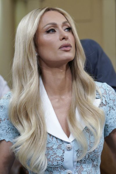 Paris Hilton, Lived-Experience Advocate and CEO, testifies before a House Committee on Ways and Means during a hearing on Strengthening Child Welfare and Protecting Americas Children on Capitol Hill in Washington on June 26, 2024.  (Yuri Gripas/Abaca Press/TNS)