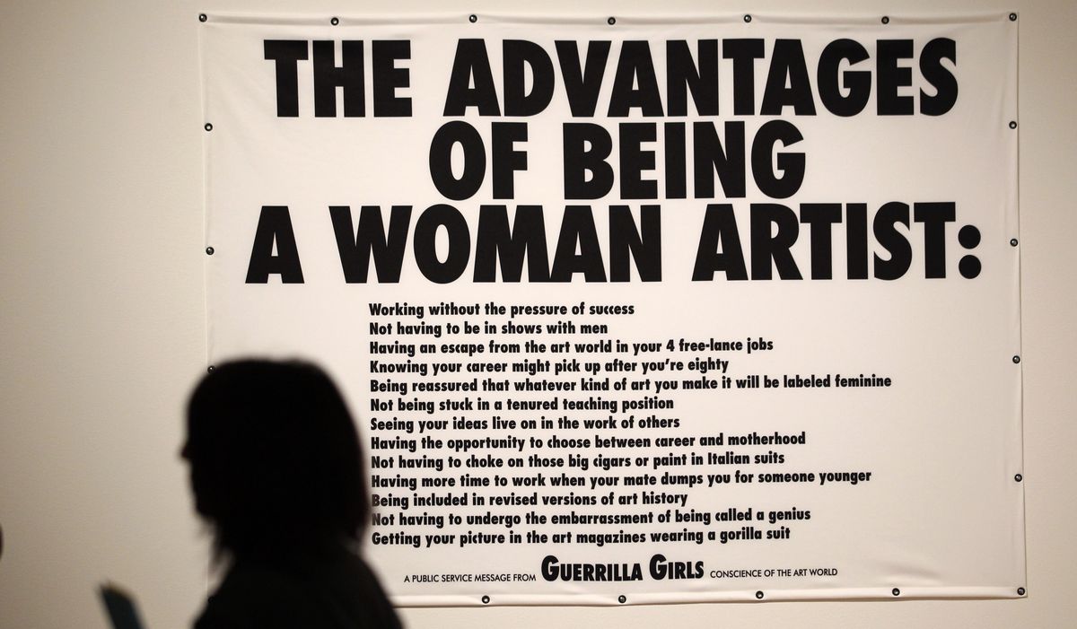 A Guerrilla Girls poster at the Seattle Art Museum. (Associated Press)