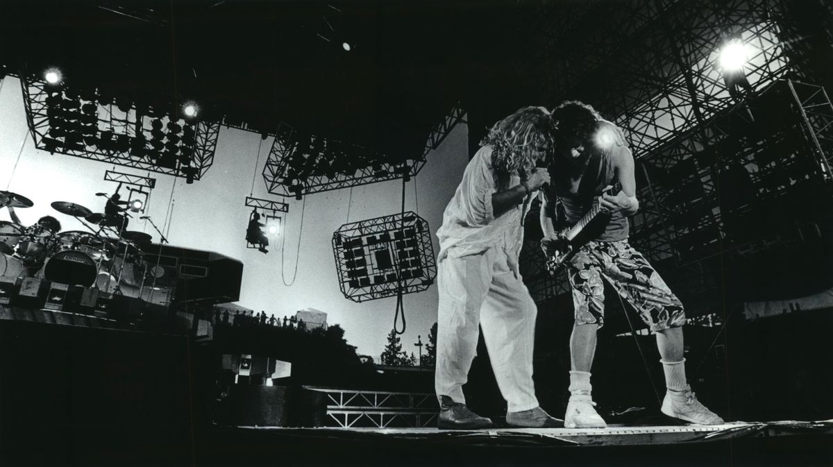 Monsters of Rock concert - Sammy Hagar, left, and Eddie Van Halen headlined a day of rock music at Joe Albi Stadium in 1988. (Bart Rayniak / SR)