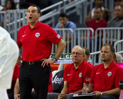 Team USA men’s basketball coach Mike Krzyzewski has forged a successful bond with boss Jerry Colangelo. (L.E. Baskow / Associated Press)
