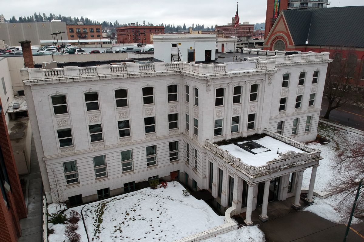 The Chancery, a former insurance office which housed the Catholic Diocese of Spokane for more than 53 years, could be demolished soon if the Spokane Historic Landmarks Commission approves of the owner’s plan to tear it down and build a multiuse high-rise in the spot at the corner of Riverside Avenue and Madison Street.  (Jesse Tinsley/The Spokesman-Review)