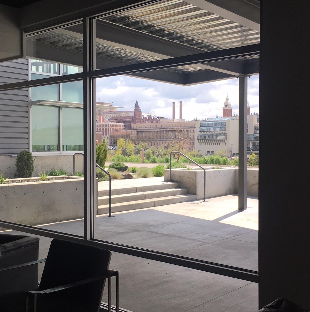 The view from the newly opened downstairs lounge at Umi Kitchen and Sushi Bar features sweeping views of the downtown Spokane skyline. (Adriana Janovich / The Spokesman-Review)