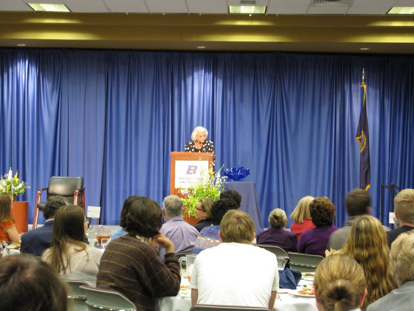 Retired U.S. Supreme Court Justice Sandra Day O'Connor addresses the Andrus Center Conference on Women and Leadership on Thursday in Boise (Betsy Russell)