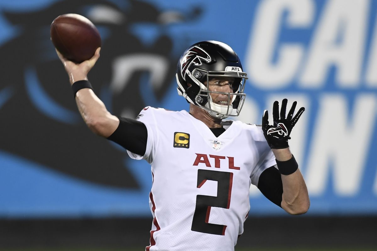 Atlanta Falcons quarterback Matt Ryan warms up before an NFL football game against the Carolina Panthers Thursday, Oct. 29, 2020, in Charlotte, N.C.  (Associated Press)