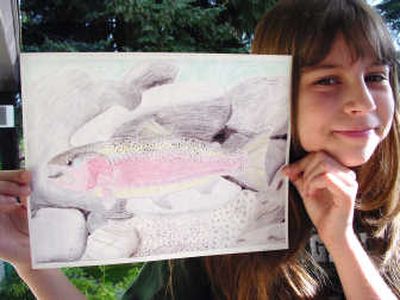 
Cassia Fox, 9, of Spokane has yet to catch a steelhead with a fishing rod, but she hooked a prize catch with her colored pencils, winning first place in the 4th-6th grade division for Washington state in the National State-Fish Art Contest. Photo courtesy of Dan Fox
 (Photo courtesy of Dan Fox / The Spokesman-Review)